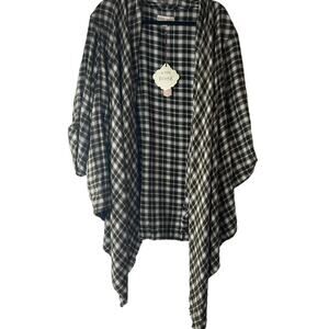 Knox Rose Women's Black Plaid Open Layered Light Jacket - Size XS - NWT